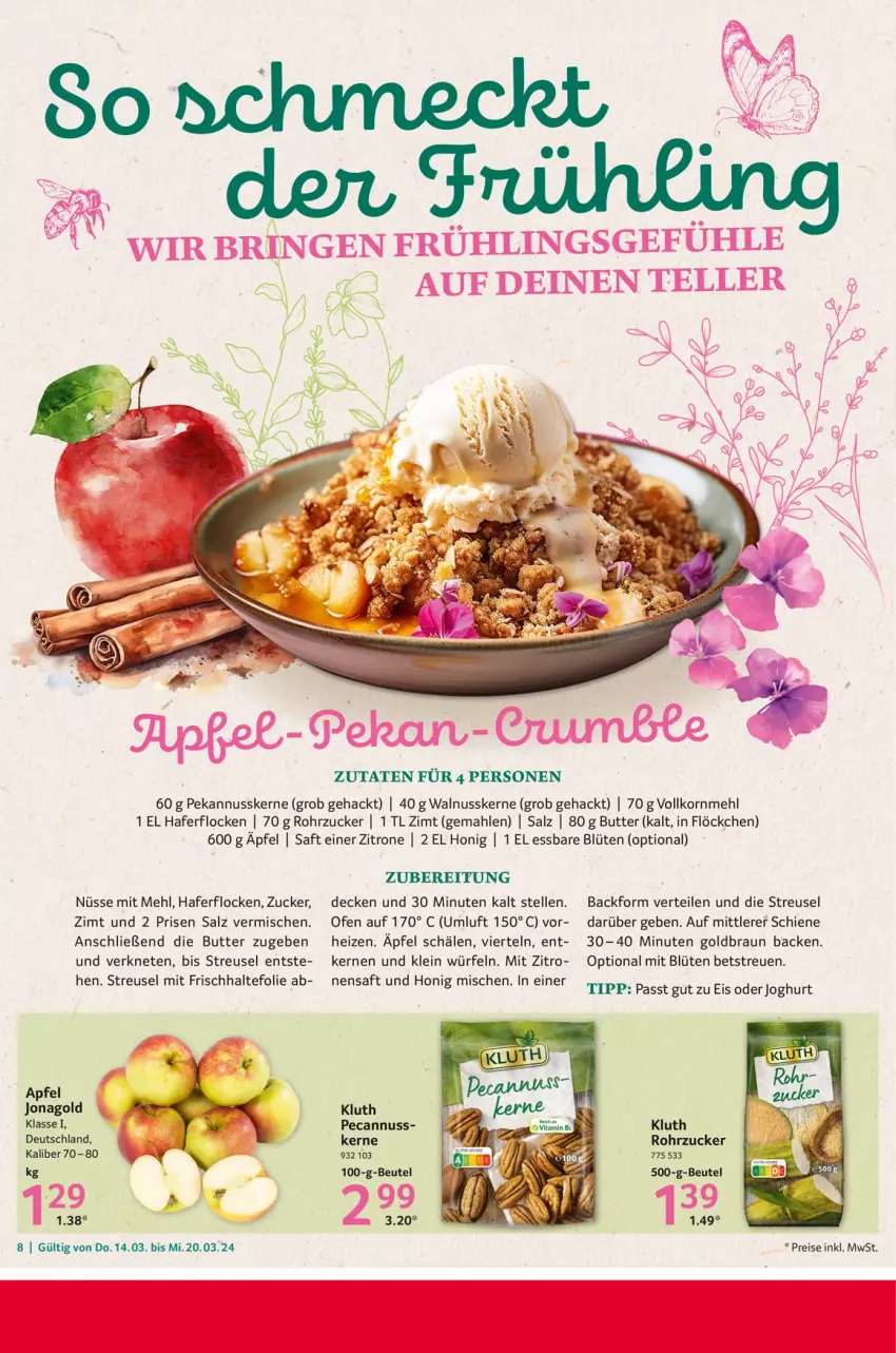 Aktueller Prospekt Selgros - Food - von 14.03 bis 20.03.2024 - strona 8 - produkty: apfel, Backform, beutel, Blüte, braun, butter, decke, eis, elle, frischhaltefolie, hafer, haferflocken, honig, joghur, joghurt, korn, mehl, nuss, Ofen, reis, rohrzucker, saft, salz, Ti, walnuss, walnusskerne, würfel, zitrone, zucker