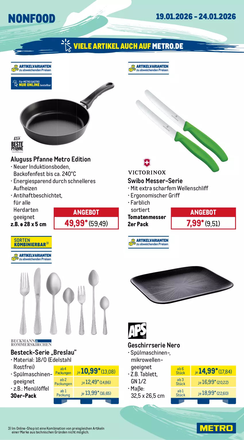 Aktueller Prospekt Metro - Wochen-Angebote - von 19.01 bis 24.01.2026 - strona 22 - produkty: angebot, Apple, auto, backofen, besteck, drucker, edelstahl, eis, elle, ente, fernseher, geschirr, Geschirrserie, herdarten, Löffel, messer, Metro, mikrowelle, multifunktionsdrucker, nero, Ofen, pfanne, qled, reis, Ria, sim, sonderposten, spülmaschinen, tablet, tablett, teller, Ti, tisch, tomate, tomaten, uhd, usb