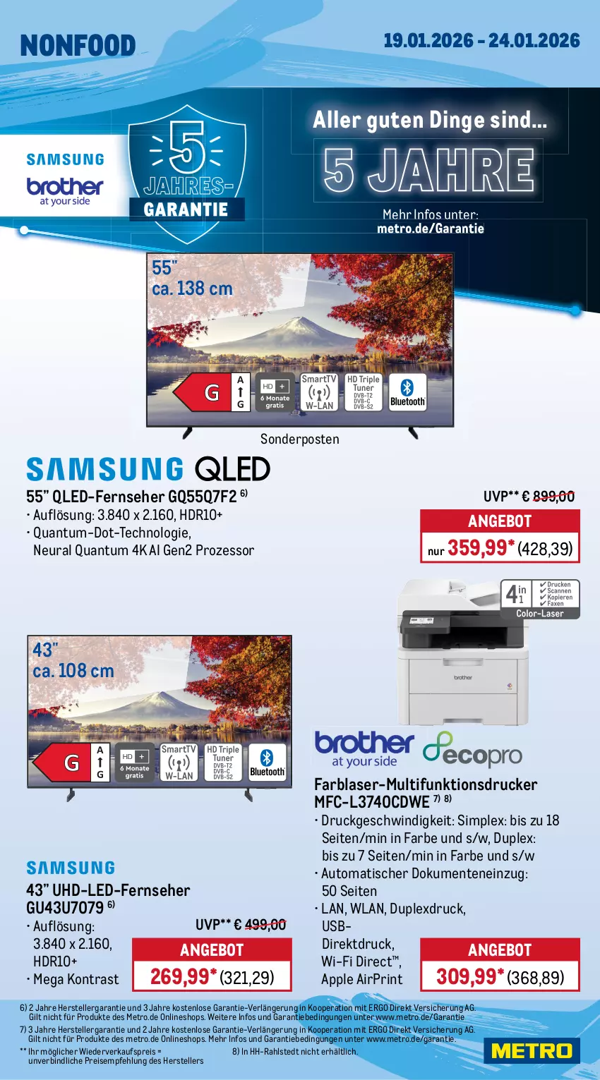 Aktueller Prospekt Metro - Wochen-Angebote - von 19.01 bis 24.01.2026 - strona 23 - produkty: angebot, Apple, auto, backofen, besteck, drucker, edelstahl, eis, elle, ente, fernseher, geschirr, Geschirrserie, herdarten, Löffel, messer, Metro, mikrowelle, multifunktionsdrucker, nero, Ofen, pfanne, qled, reis, Ria, sim, sonderposten, spülmaschinen, tablet, tablett, teller, Ti, tisch, tomate, tomaten, uhd, usb