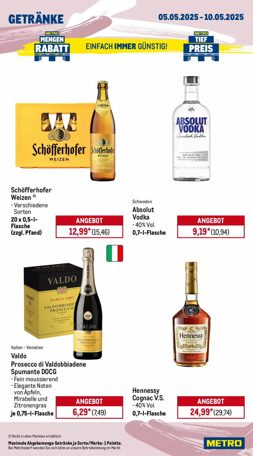 Aktueller Prospekt Metro - Wochen-Angebote Gastro - von 05.05 bis 10.05.2025 - strona 14 - produkty: Absolut Vodka, akku, angebot, Behälter, beutel, bodenstaubsauger, bürste, Cognac, Dyson, ecco, eis, Elektro, elle, flasche, getränk, getränke, hakle, hakle toilettenpapier, kraft, mac, Metro, metro gastro, Palette, papier, persil, prosecco, puma, reis, schöfferhofer, sonderposten, spumante, staubbeutel, staubsauger, teller, Ti, Tiere, toilettenpapier, valdo, vodka, vollwaschmittel, wandhalterung, waschmittel, zitrone, zitronen