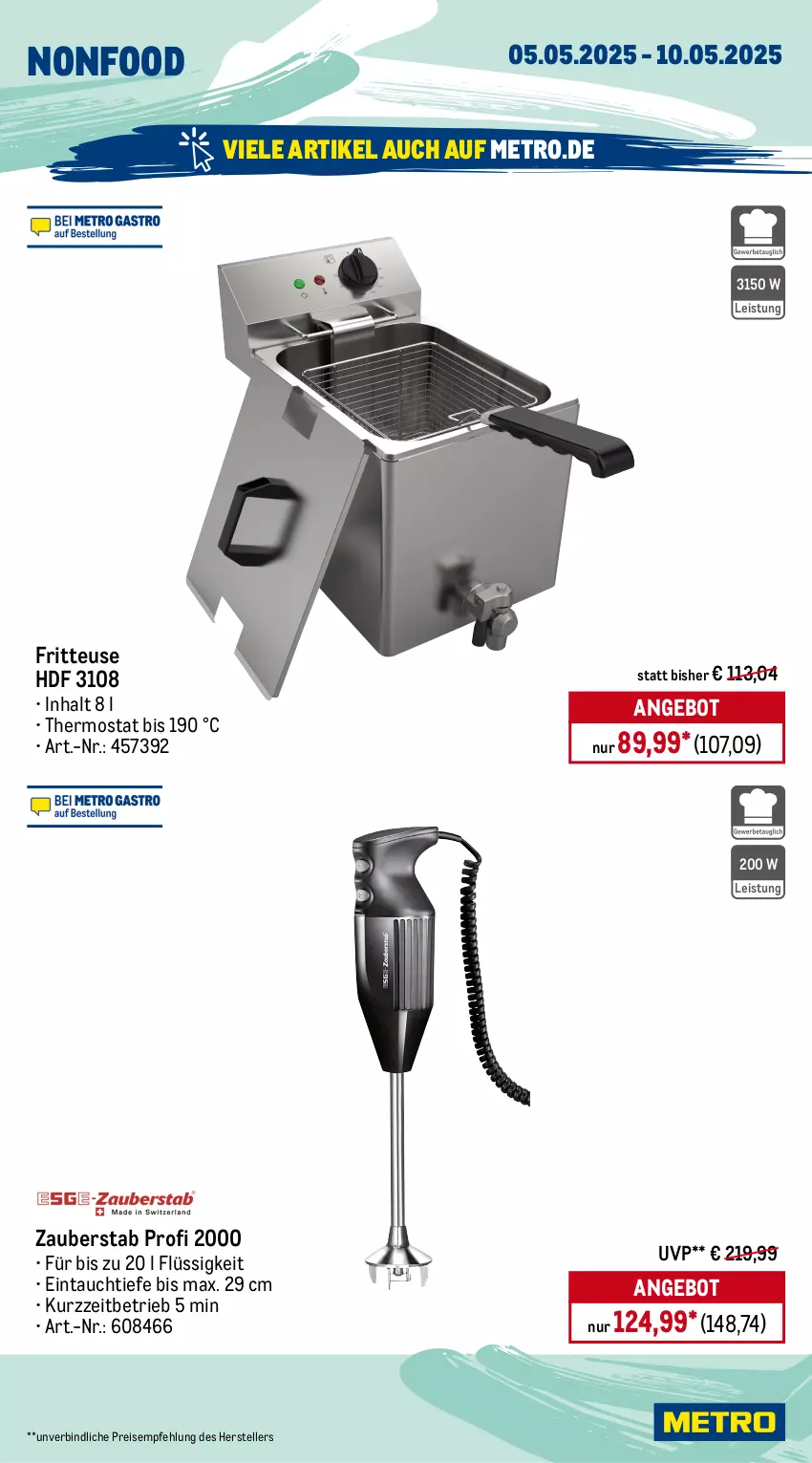 Aktueller Prospekt Metro - Wochen-Angebote Gastro - von 05.05 bis 10.05.2025 - strona 16 - produkty: ACC, angebot, backofen, Becher, edelstahl, eis, elle, fritteuse, herdarten, Metro, Ofen, pfanne, reis, sahne, spülmaschinen, teller, thermostat, Ti, tiefpreis
