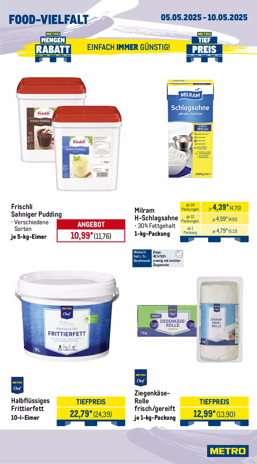 Aktueller Prospekt Metro - Wochen-Angebote Gastro - von 05.05 bis 10.05.2025 - strona 9 - produkty: angebot, cocktail, eimer, eis, frischli, Käse, kräuter, mac, milch, milram, obst, pommes, Pommes Frites, pudding, reis, rispentomaten, sahne, salat, schlagsahne, spargel, Ti, tiefpreis, tomate, tomaten, Wild, ziegenkäse