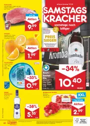 Gazetka promocyjna Netto Marken-Discount - Filial-Angebote - Gazetka - ważna od 19.11 do 19.11.2022 - strona 44 - produkty: angebot, angebote, bestpreis, braten, discount, eis, filet, filets, fisch, fleisch, Gorbatschow, gulasch, Holz, kracher, krombache, krombacher, krombacher pils, Kugel, marken-discount, ndk, orange, orangen, pflaume, pflaumen, pils, reis, Schal, Schale, thunfisch, Ti, tomate, tomaten, wodka, wurst, wurst in selbstbedienung, ZTE