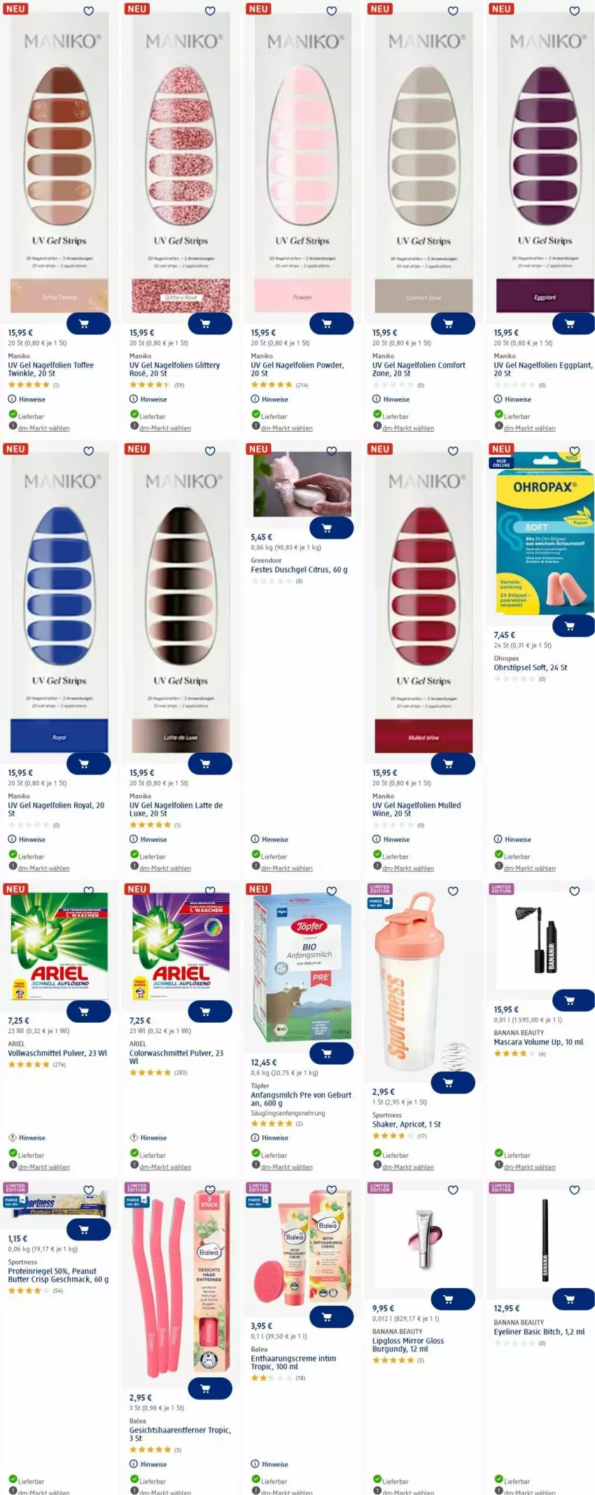 Aktueller Prospekt Dm Drogerie - Prospekte - von 09.06 bis 18.06.2025 - strona 15 - produkty: ariel, bett, butter, citrus, colorwaschmittel, creme, duschgel, eis, Eyeliner, latte, Lipgloss, mac, Mascara, milch, Pax, peanut butter, riegel, shake, Sport, Ti, vollwaschmittel, waschmittel