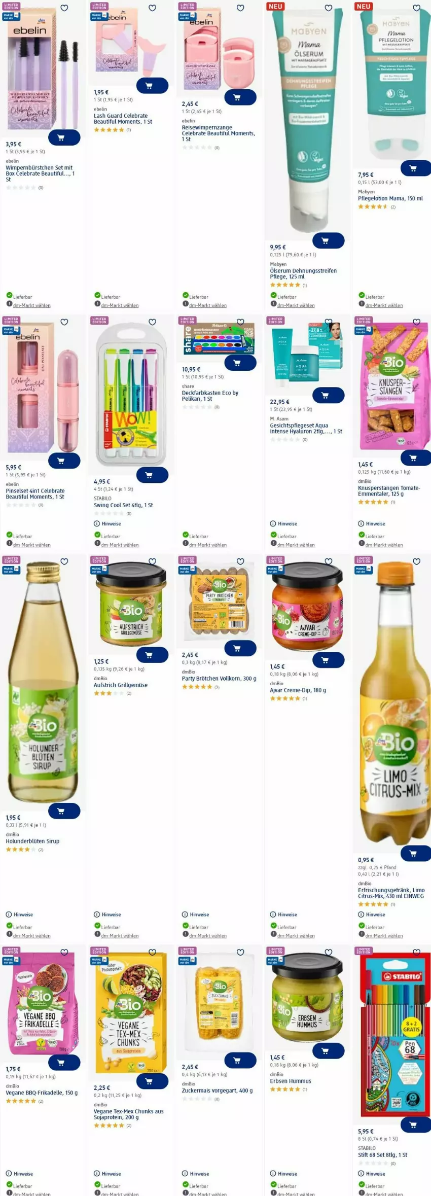 Aktueller Prospekt Dm Drogerie - Prospekte - von 09.06 bis 18.06.2025 - strona 7 - produkty: Ajvar, aqua, aufstrich, bio, Blüte, brötchen, citrus, creme, deckfarbkasten, dell, dip, eis, elle, emmentaler, erbsen, erfrischungsgetränk, gesichtspflege, getränk, grill, holunder, holunderblüte, hummus, hyaluron, korn, LG, limo, Lotion, mab, mais, mam, pelikan, Pinsel, Pinselset, reifen, reis, rum, Serum, sirup, soja, stabilo, tee, Ti, tomate, uhr, ZTE, zucker, zuckermais