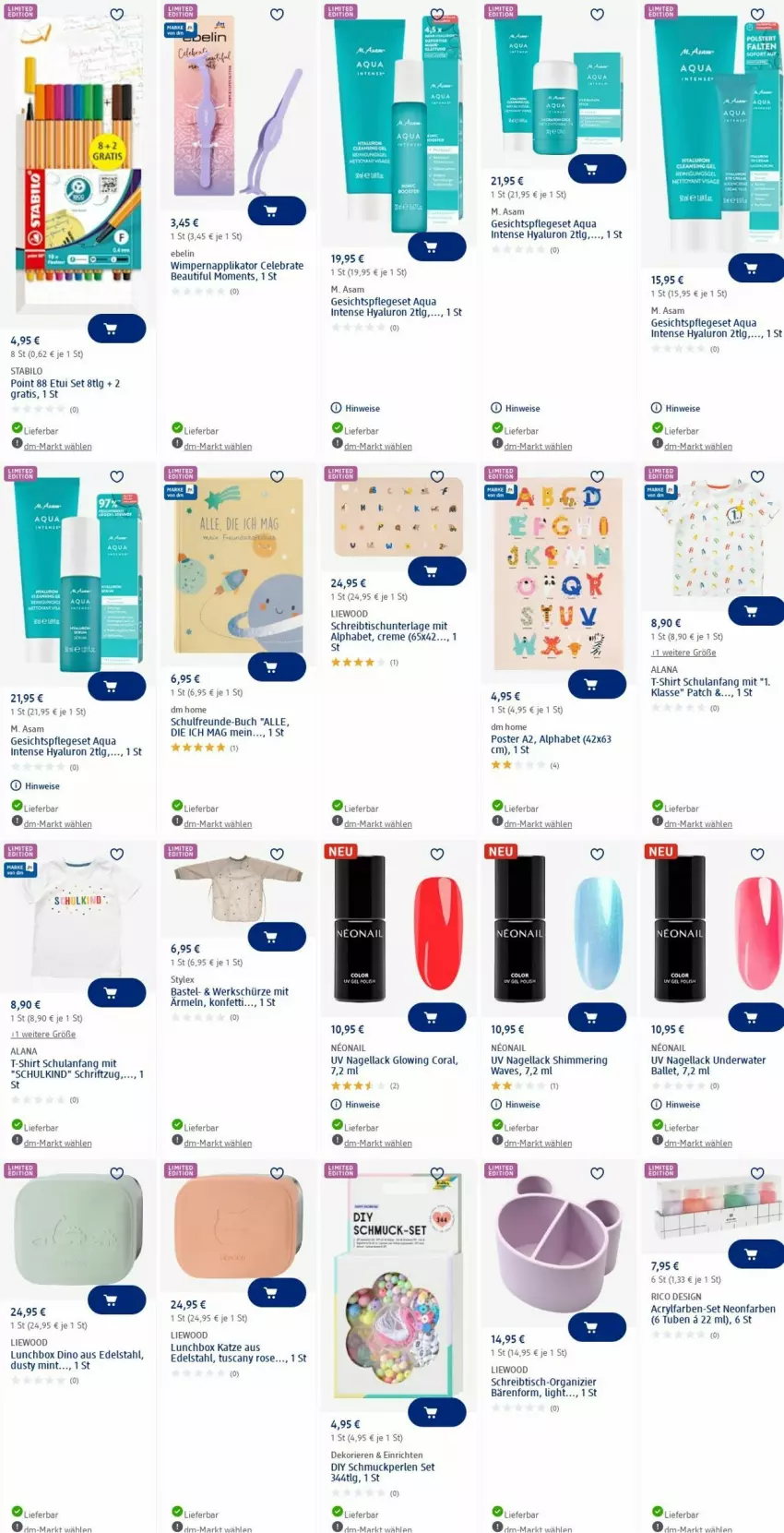 Aktueller Prospekt Dm Drogerie - Prospekte - von 09.06 bis 18.06.2025 - strona 8 - produkty: aqua, ball, buch, Coral, creme, edelstahl, eis, gesichtspflege, hyaluron, lack, LG, lunchbox, mint, Nagellack, perlen, ring, Schmuck, schreibtisch, Schriftzug, Schürze, shirt, stylex, T-Shirt, Ti, tisch