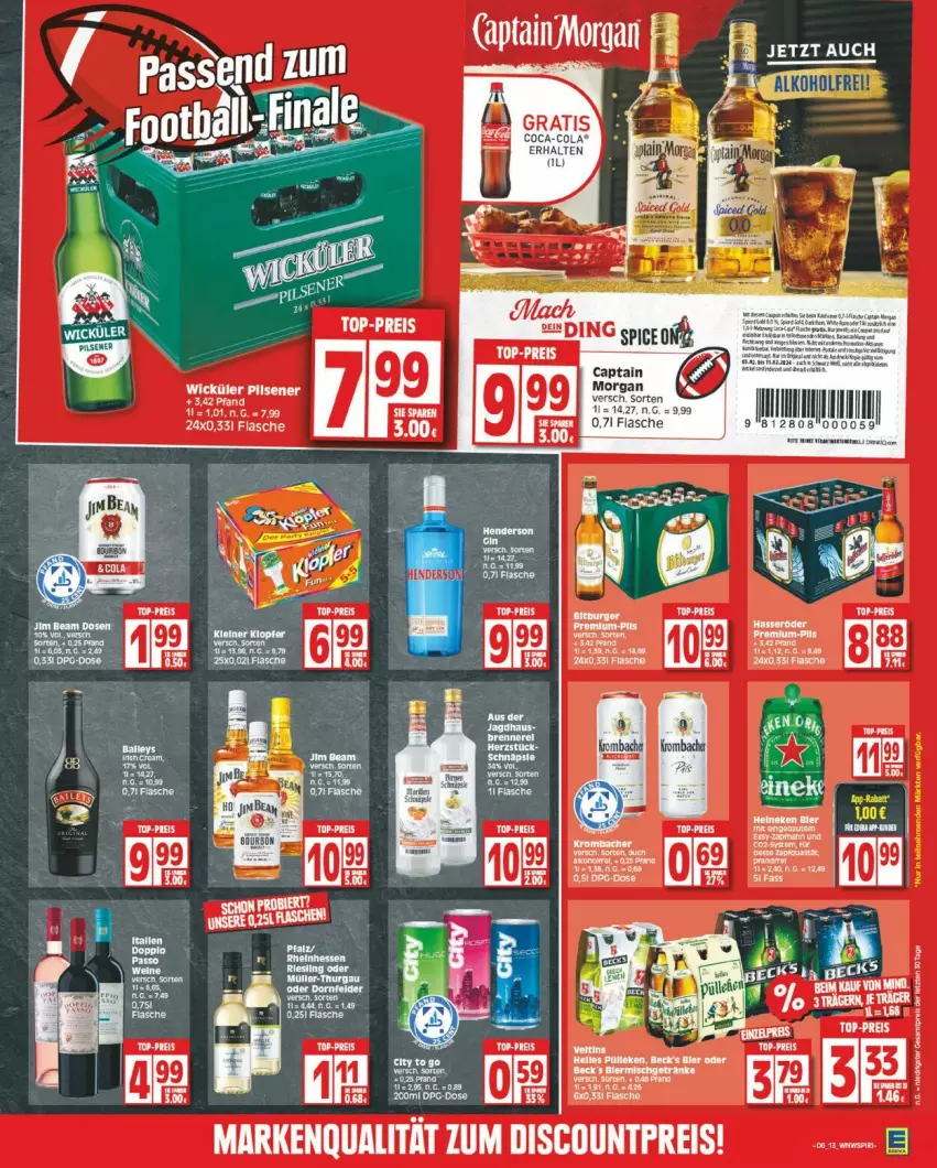 Aktueller Prospekt Edeka - Prospekte - von 05.02 bis 10.02.2024 - strona 13 - produkty: alkohol, Cap, captain morgan, coca-cola, cola, eis, flasche, reis, tee, top-preis