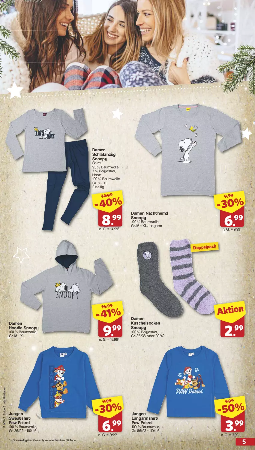 Aktueller Prospekt Famila - Prospekte - von 14.10 bis 19.10.2024 - strona 5 - produkty: Anzug, Bau, baumwolle, eis, hemd, hose, Kuschelsocken, Langarmshirt, Nachthemd, Paw Patrol, reis, Schlafanzug, shirt, socken, Sweatshirt, Ti, wolle, ZTE