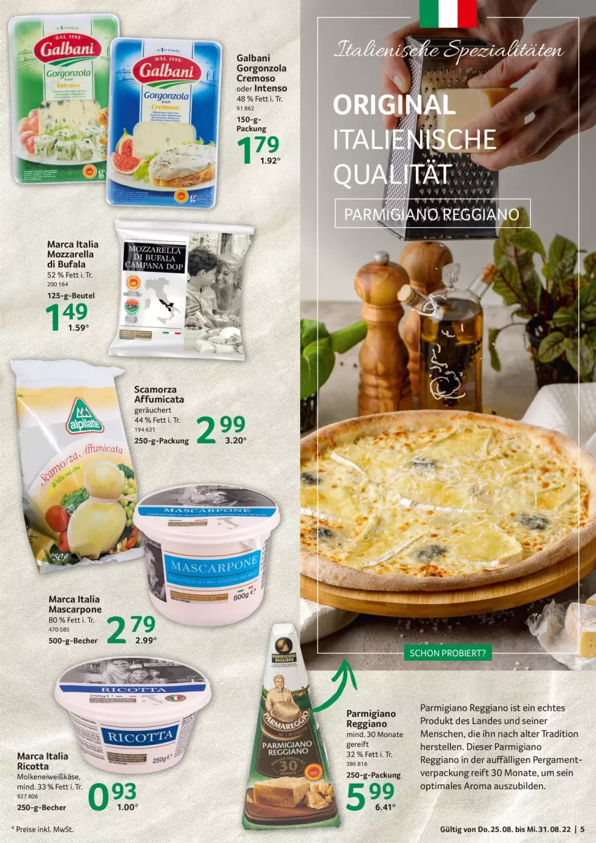 Aktueller Prospekt Selgros - Food - von 25.08 bis 31.08.2022 - strona 5 - produkty: Becher, di bufala, eis, elle, galbani, gorgonzola, intenso, Käse, LG, mascarpone, mozzarella, parmigiano, parmigiano reggiano, reggiano, reis, rel, ricotta, Scamorza, Ti