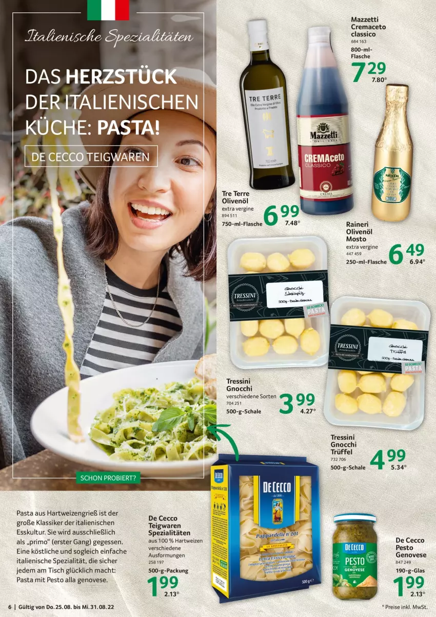 Aktueller Prospekt Selgros - Food - von 25.08 bis 31.08.2022 - strona 6 - produkty: aceto, bier, classico, De Cecco, ecco, eis, flasche, genovese, gin, gnocchi, hartweizen, mac, olive, oliven, olivenöl, olivenöl extra, pasta, pesto, reis, Schal, Schale, Spezi, teigwaren, Ti, tisch, Trüffel