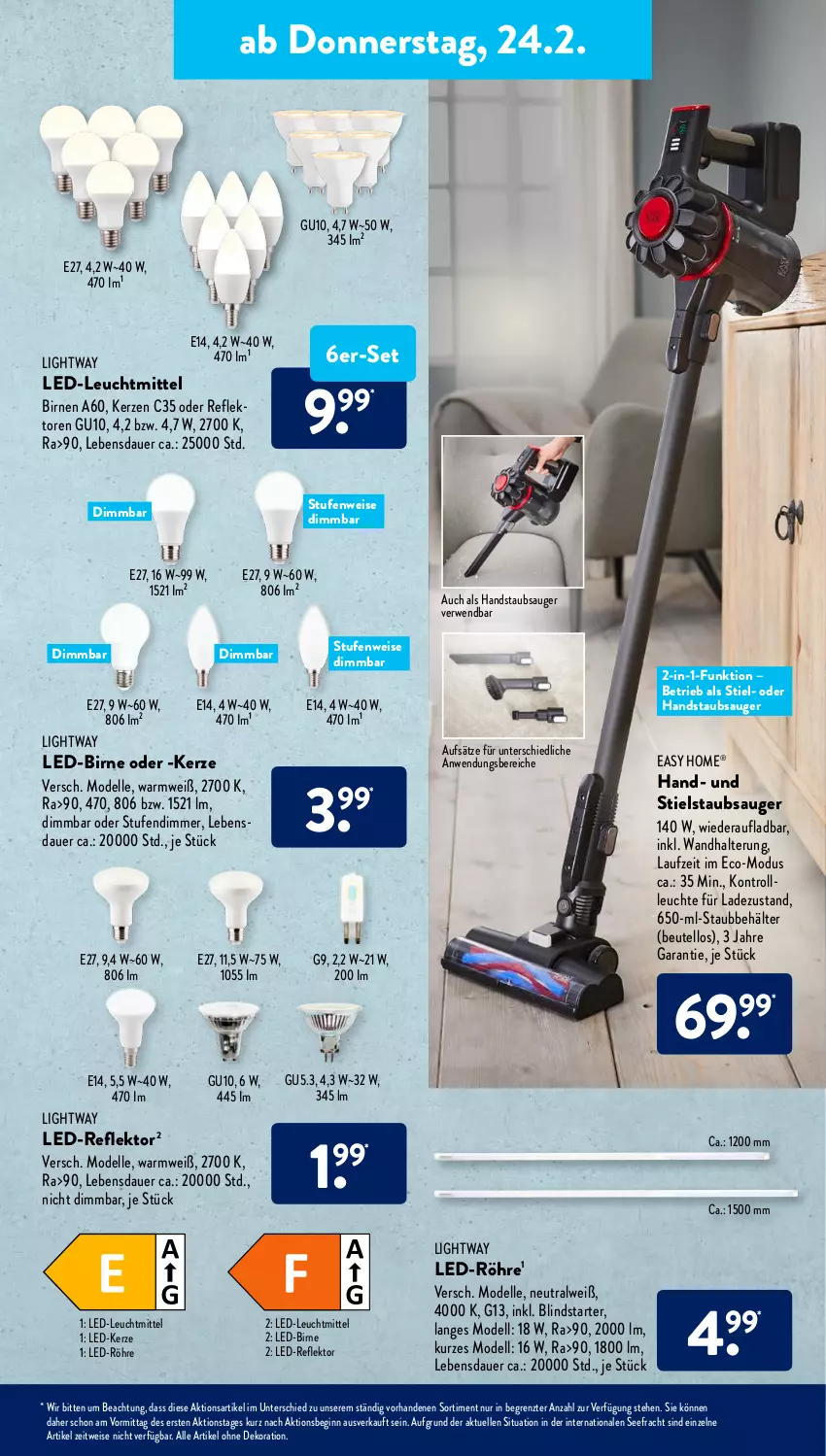 Aktueller Prospekt AldiSud - ALDI Aktuell - von 12.02 bis 26.02.2022 - strona 17 - produkty: alle artikel ohne dekoration, auer, Behälter, beutel, Birnen, dekoration, dell, dimmer, eis, elle, gin, handstaubsauger, kerze, LED-Kerze, Leuchte, leuchtmittel, Mode, rwe, staubsauger, Stielstaubsauger, Ti, wandhalterung, ZTE