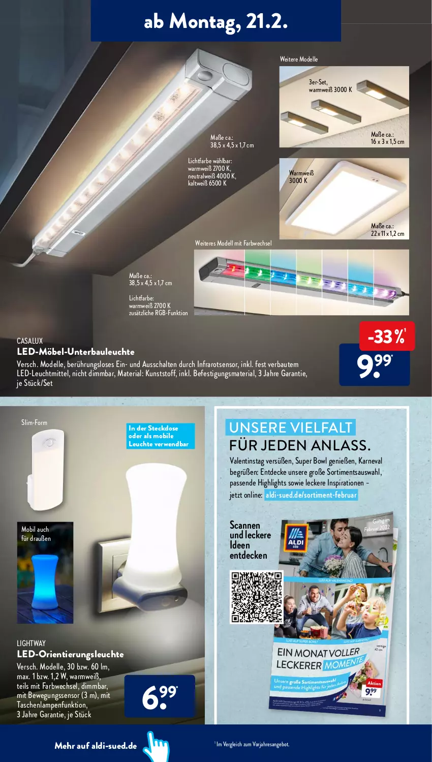 Aktueller Prospekt AldiSud - ALDI Aktuell - von 12.02 bis 26.02.2022 - strona 8 - produkty: aldi, angebot, Bau, Bewegungssensor, decke, dell, elle, Lampe, Leuchte, leuchtmittel, möbel, Mode, resa, Ria, rwe, Schal, steckdose, Tasche, taschen, taschenlampe, Ti