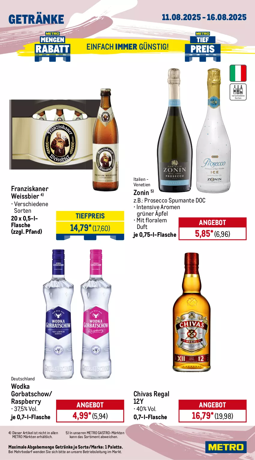 Aktueller Prospekt Metro - Wochen-Angebote Gastro - von 11.08 bis 16.08.2025 - strona 16 - produkty: akku, angebot, ariel, bier, bürste, Dyson, ecco, eis, Elektro, elle, flasche, franziskaner, getränk, getränke, Gorbatschow, kraft, küche, Küchen, küchentücher, Luftreiniger, mac, Metro, metro gastro, Palette, Pods, prosecco, puma, raspberry, regal, reiniger, reis, sonderposten, spumante, staubsauger, teller, Ti, tiefpreis, Tiere, tücher, ventilator, vollwaschmittel, waschmittel, weissbier, wodka, zewa, zonin