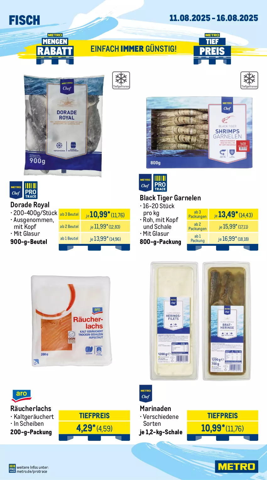 Aktueller Prospekt Metro - Wochen-Angebote Gastro - von 11.08 bis 16.08.2025 - strona 6 - produkty: beere, beeren, beutel, Dorade, dorade royal, eis, fisch, garnelen, heidelbeere, heidelbeeren, honig, honigmelone, honigmelonen, korb, lachs, lack, marinade, melone, melonen, Metro, obst, Pfifferlinge, Räucherlachs, reis, sac, Schal, Schale, Ti, tiefpreis, zitrone, zitronen