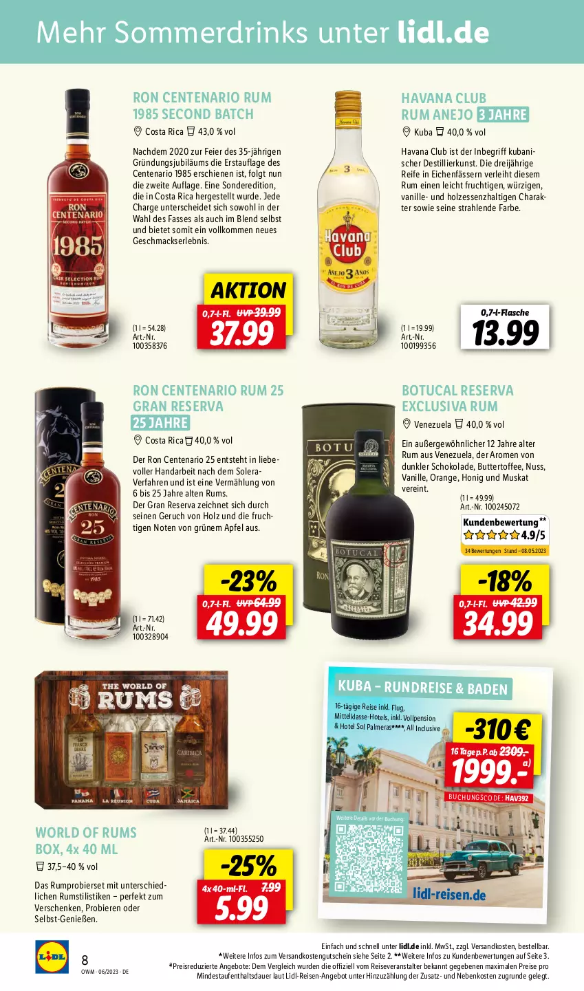 Aktueller Prospekt Lidl - Juni-Highlights in der Weinwelt - von 01.06 bis 30.06.2023 - strona 8 - produkty: angebot, angebote, apfel, auer, Bad, bier, Biere, buch, butter, drink, drinks, eier, eis, ente, flasche, frucht, gutschein, Havana Club, Holz, honig, Jubiläums, LG, mac, ndk, nuss, orange, reis, reiseveranstalter, rum, schoko, schokolade, Ti, tuc, vanille