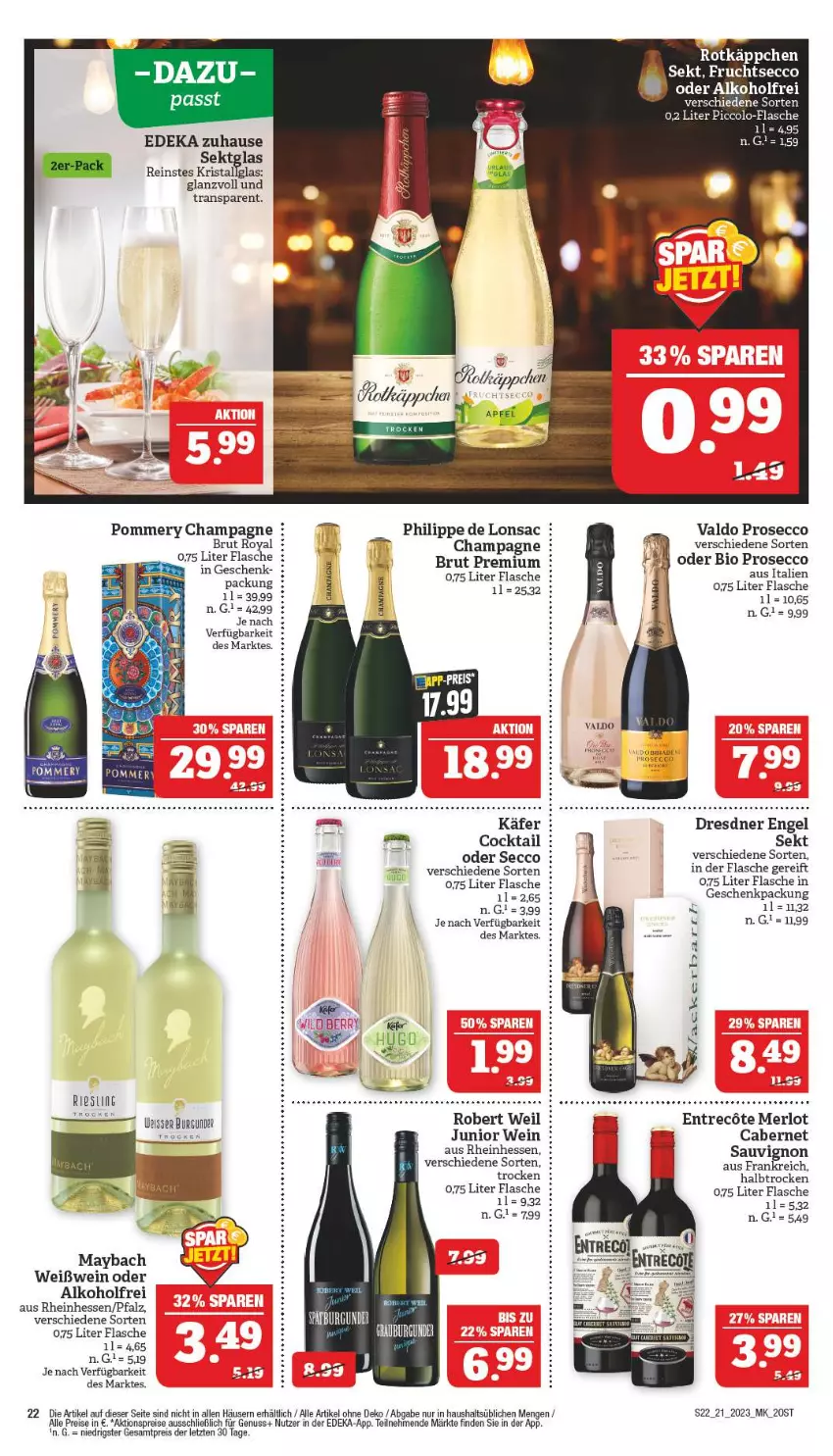 Aktueller Prospekt Marktkauf - Prospekt - von 21.05 bis 27.05.2023 - strona 22 - produkty: aktionspreis, alkohol, apfel, bio, brut, cabernet, cabernet sauvignon, champagne, cocktail, deka, ecco, eis, Engel, flasche, frucht, fruchtsecco, geschenkpackung, käfer, LG, merl, merlot, nuss, prosecco, reis, riesling, sac, sauvignon, sekt, Ti, valdo, wein, Weißwein, ZTE