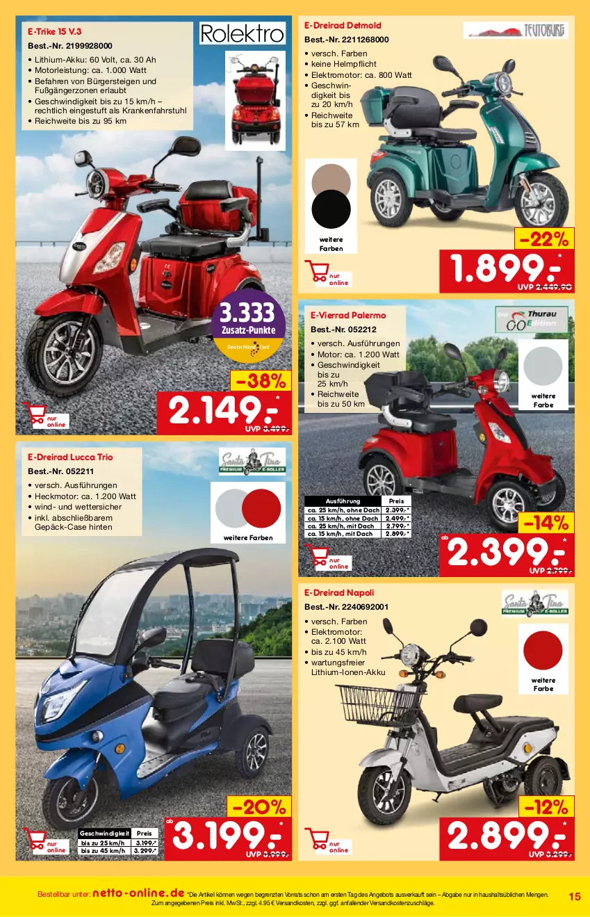 Aktueller Prospekt Netto Marken-Discount - Online-Angebote Mai - von 01.05 bis 27.05.2022 - strona 15 - produkty: akku, angebot, Dreirad, eier, eis, Elektro, ndk, reis, stuhl, Ti, ZTE