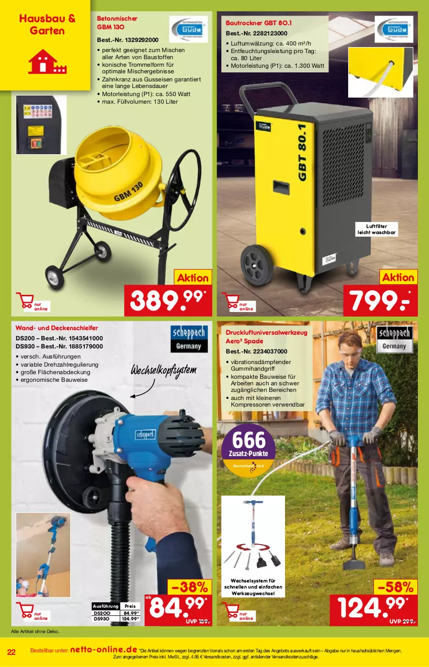 Aktueller Prospekt Netto Marken-Discount - Online-Angebote Mai - von 01.05 bis 27.05.2022 - strona 22 - produkty: angebot, auer, aust, Bau, Baustoffe, decke, eis, elle, Garten, kompressor, Kranz, leine, ndk, reis, Ria, rwe, Ti, Trockner, trommel, usb, werkzeug, ZTE