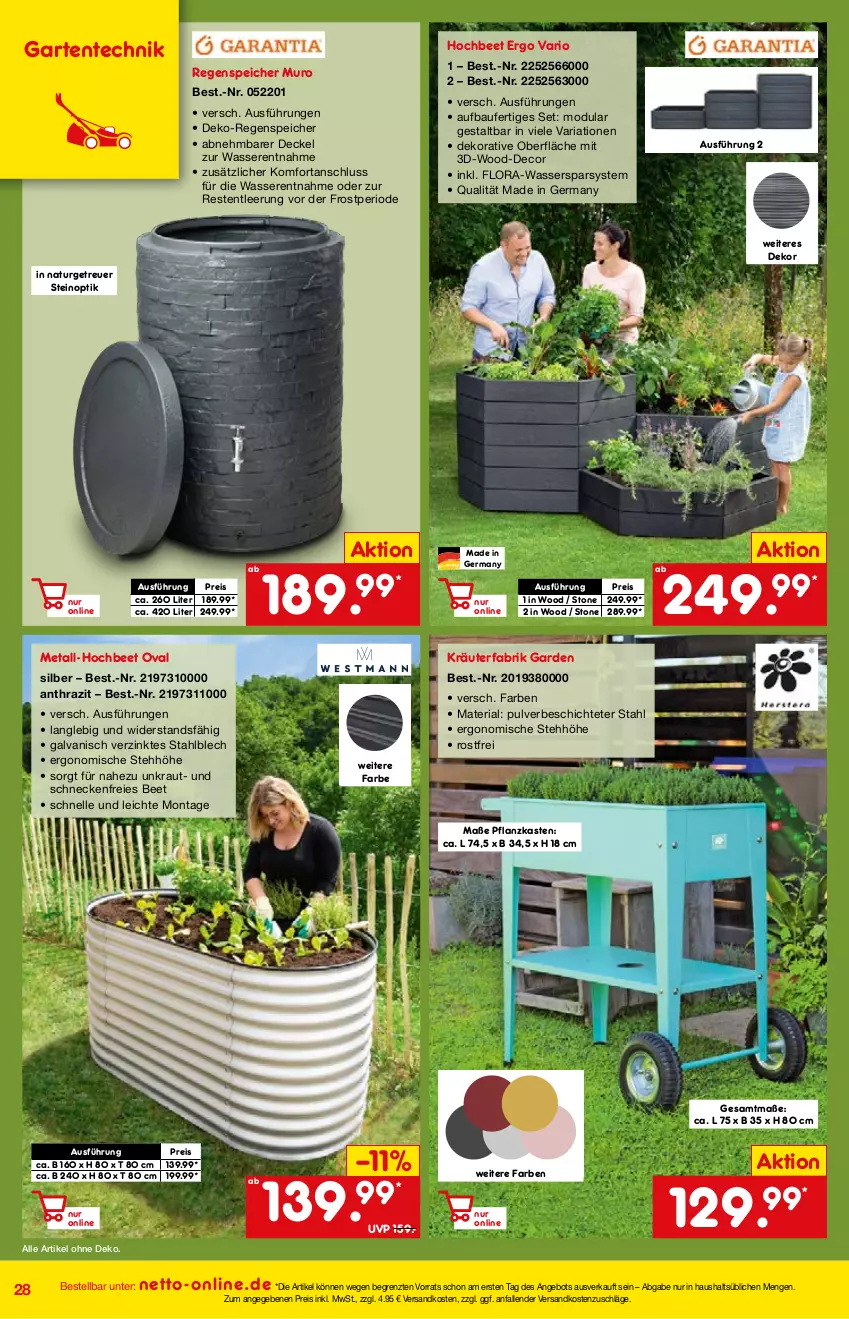 Aktueller Prospekt Netto Marken-Discount - Online-Angebote Mai - von 01.05 bis 27.05.2022 - strona 28 - produkty: angebot, Bau, decke, Deckel, decor, eis, elle, ente, Garten, Germ, Kraut, kräuter, natur, ndk, Pflanzkasten, reis, Ria, Ti, wasser, ZTE