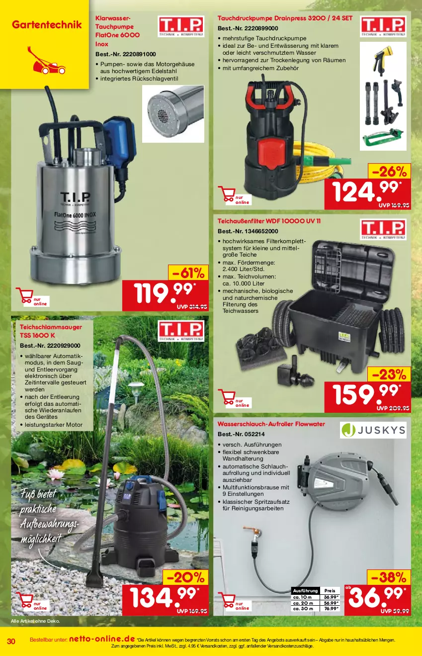 Aktueller Prospekt Netto Marken-Discount - Online-Angebote Mai - von 01.05 bis 27.05.2022 - strona 30 - produkty: angebot, auto, bio, brause, edelstahl, eis, Elektro, ente, erde, Garten, HP, lamm, Laufen, leine, LG, natur, ndk, Reinigung, reis, Roller, schlauch, Teichschlammsauger, Ti, tisch, wandhalterung, wasser, Wasserschlauch, ZTE