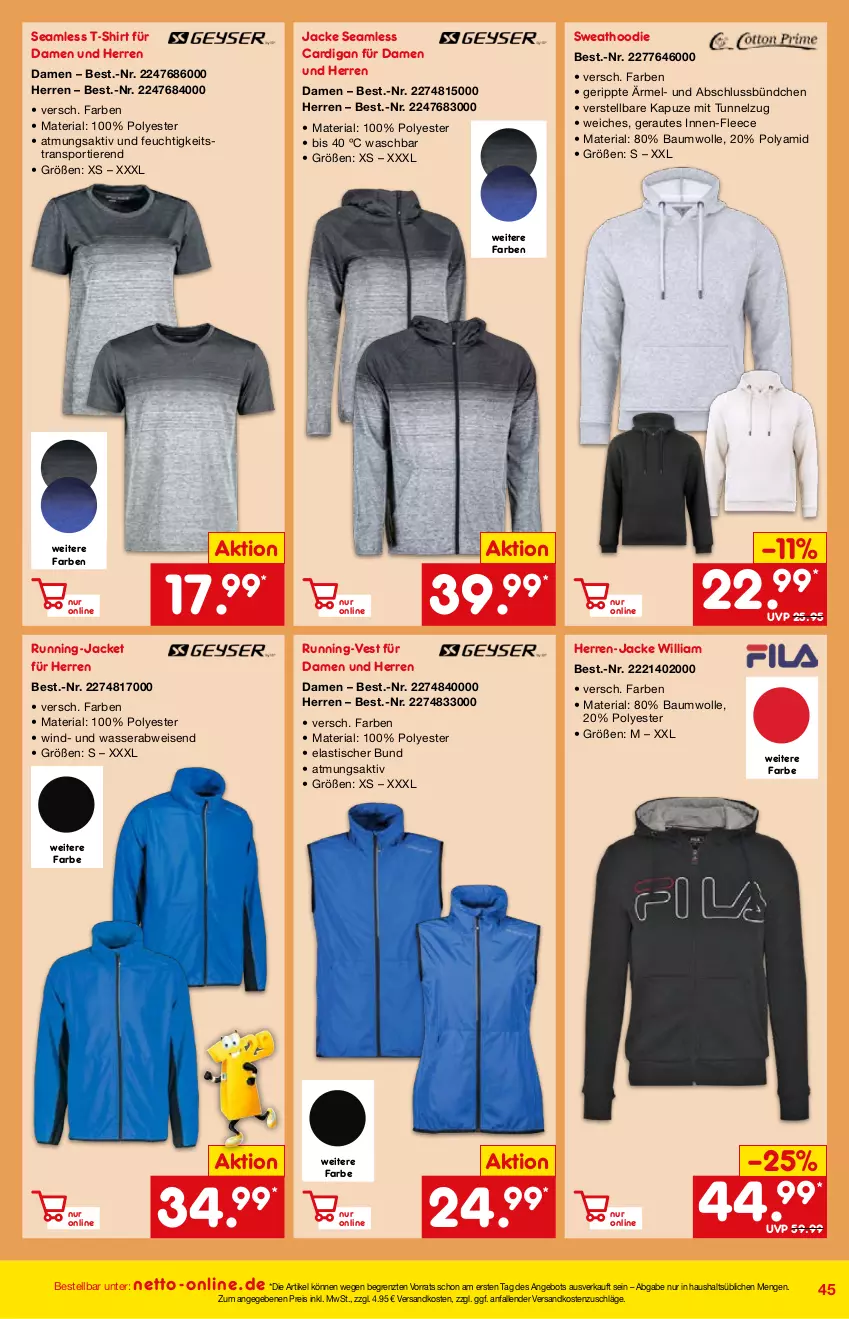 Aktueller Prospekt Netto Marken-Discount - Online-Angebote Mai - von 01.05 bis 27.05.2022 - strona 45 - produkty: angebot, asti, Bau, baumwolle, Cardigan, eis, Jacke, ndk, reis, Ria, shirt, Sport, T-Shirt, Ti, Tiere, tisch, wasser, wolle, ZTE