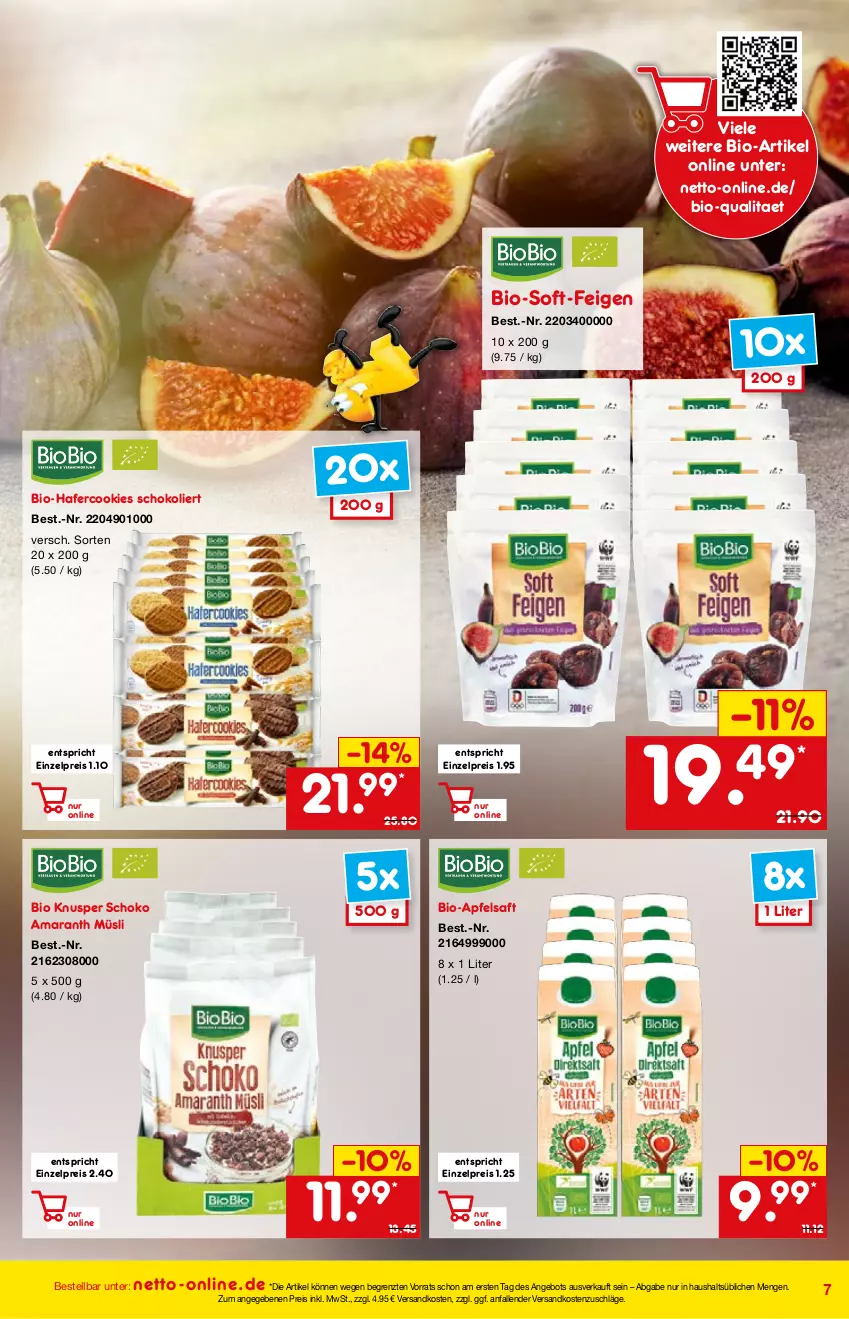 Aktueller Prospekt Netto Marken-Discount - Online-Angebote Mai - von 01.05 bis 27.05.2022 - strona 7 - produkty: angebot, apfel, apfelsaft, bio, cookie, cookies, eis, Feigen, hafer, Hafercookies, müsli, ndk, reis, saft, schoko, Ti, ZTE