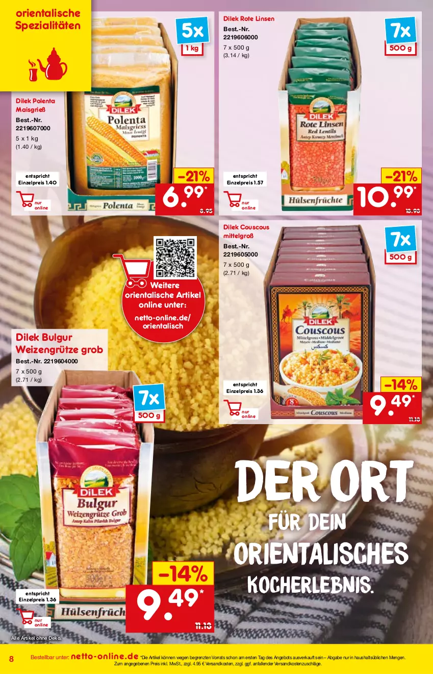 Aktueller Prospekt Netto Marken-Discount - Online-Angebote Mai - von 01.05 bis 27.05.2022 - strona 8 - produkty: angebot, bulgur, couscous, eis, grütze, Kocher, LG, linsen, mais, ndk, reis, Rote Linsen, Spezi, Ti, ZTE