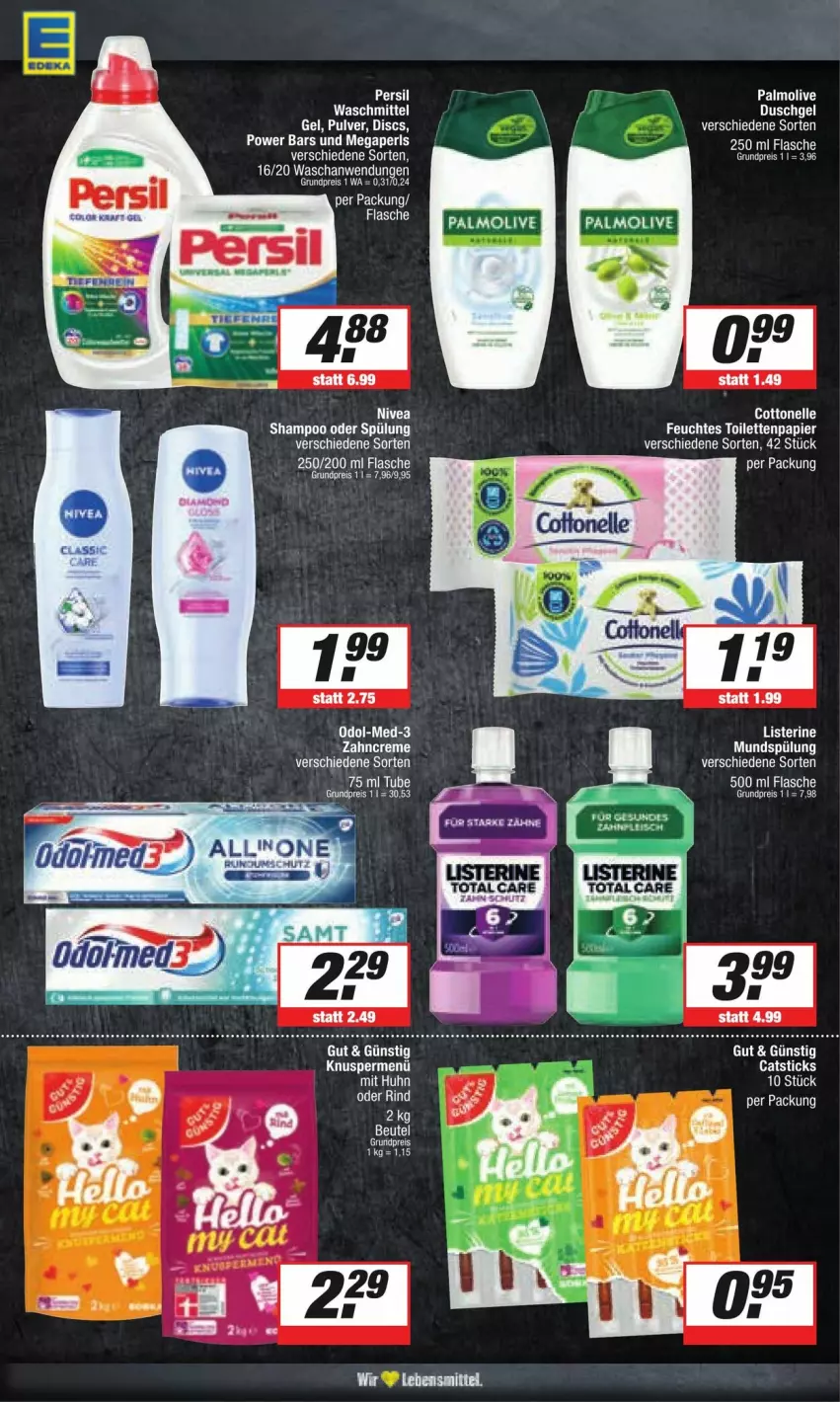 Aktueller Prospekt Edeka - Prospekte - von 13.04 bis 20.04.2024 - strona 12 - produkty: cottonelle, duschgel, eier, eis, elle, feuchtes toilettenpapier, flasche, listerine, megaperls, mundspülung, nivea, Odol, olive, palmolive, papier, reis, shampoo, shampoo oder spülung, spülung, Ti, toilettenpapier, waschmittel