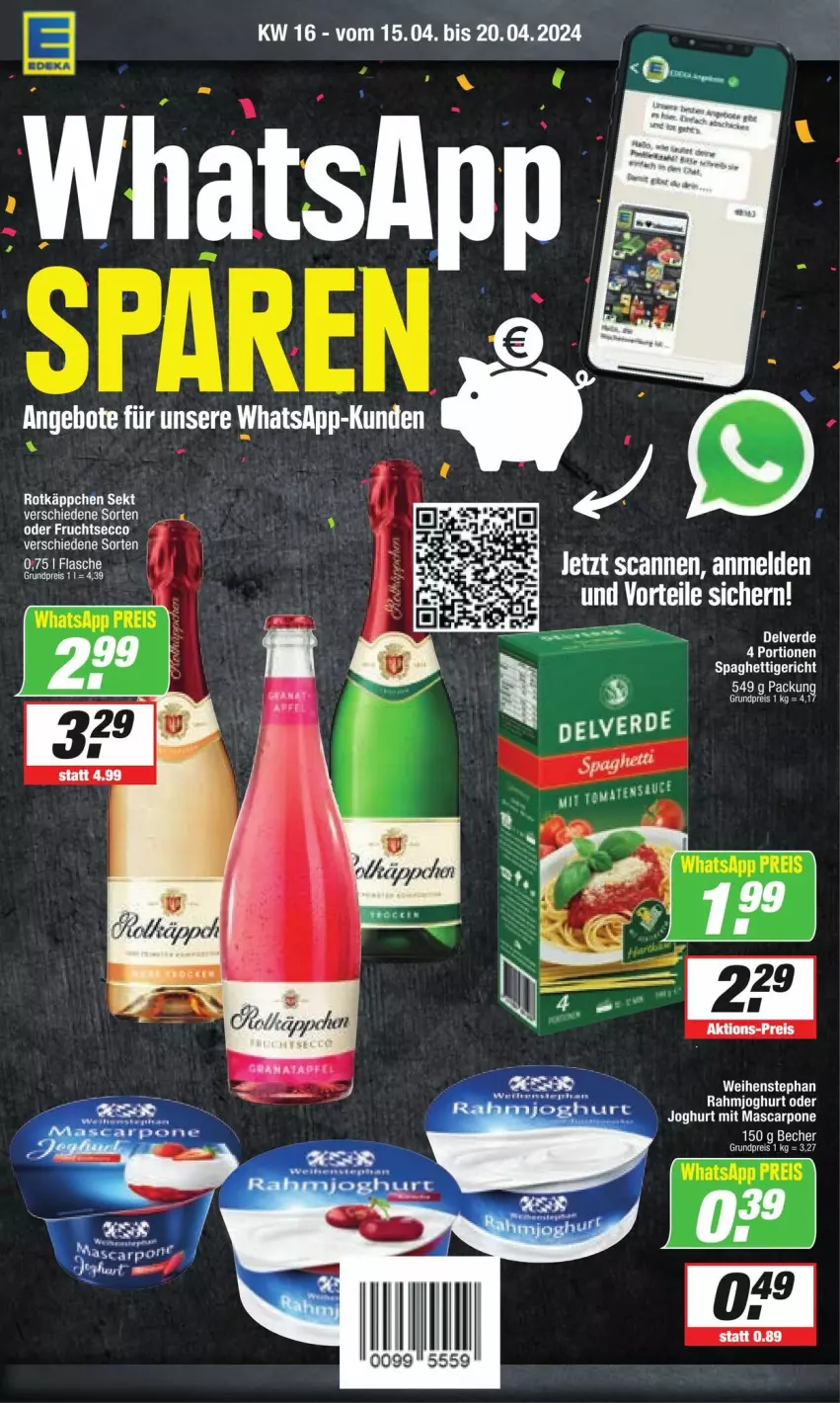 Aktueller Prospekt Edeka - Prospekte - von 13.04 bis 20.04.2024 - strona 2 - produkty: angebot, angebote, ecco, eier, erde, frucht, fruchtsecco, joghur, joghurt, mascarpone, rahmjoghurt, spaghetti, Ti, weihenstephan