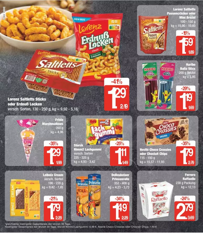 Aktueller Prospekt Edeka - Prospekte - von 08.04 bis 13.04.2024 - strona 16 - produkty: chips, choclait chips, choco crossies, crossies, eis, ferrero, lachgummi, LG, nimm2, reis, storck, Ti, ZTE