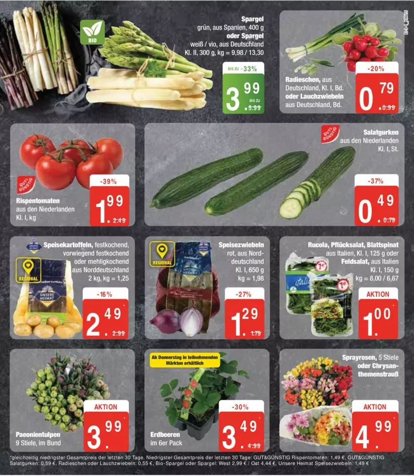 Aktueller Prospekt Edeka - Prospekte - von 08.04 bis 13.04.2024 - strona 7 - produkty: bio, eis, gurke, gurken, Lauchzwiebel, lauchzwiebeln, radieschen, reis, rel, rispentomaten, salat, Salatgurke, salatgurken, spargel, spargel grün, Speisezwiebeln, Ti, tomate, tomaten, ZTE, zwiebel, zwiebeln