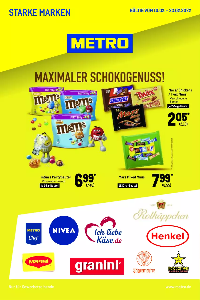 Aktueller Prospekt Metro - Starke Marken - von 10.02 bis 23.02.2022 - strona 1 - produkty: beutel, mars, Metro, snickers, Ti, twix