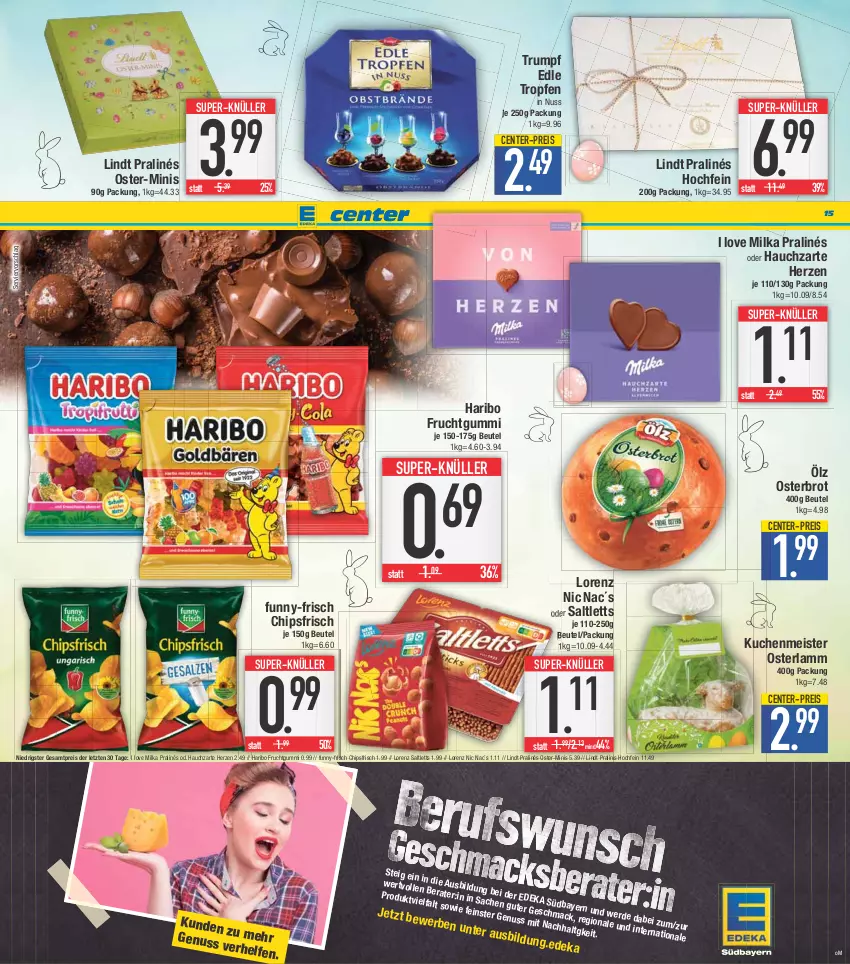 Aktueller Prospekt E Center - Angebote der Woche - von 03.04 bis 08.04.2023 - strona 15 - produkty: beutel, bree, brot, chips, chipsfrisch, deka, eis, Elan, ente, erde, frucht, fruchtgummi, funny-frisch, haribo, kuchen, kuchenmeister, lamm, lindt, lorenz, Meister, milka, nuss, reis, rum, saltletts, super-knüller, tee, Ti, uhr, usb, ZTE