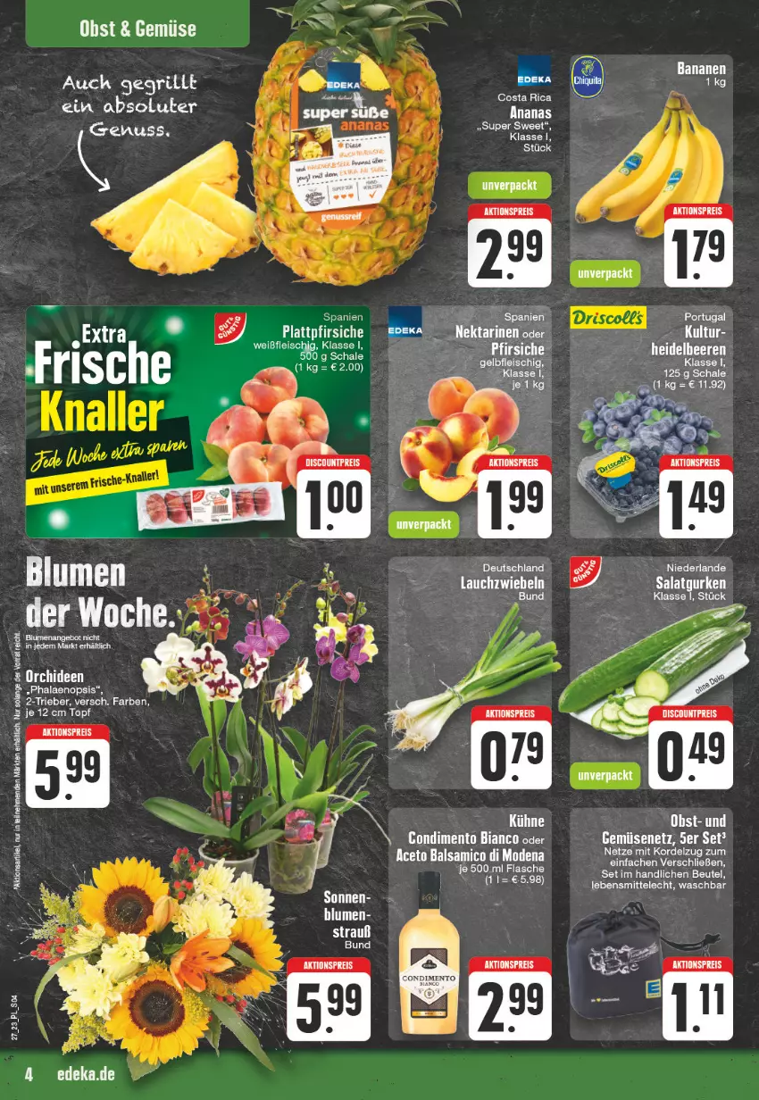 Aktueller Prospekt E Center - Angebote der Woche - von 26.06 bis 01.07.2023 - strona 4 - produkty: aktionspreis, balsam, balsamico, banane, bananen, beutel, blume, blumen, condimento, Condimento Bianco, eis, ente, fleisch, grill, gurke, gurken, Kühne, lebensmittel, Mode, Nektar, nektarinen, nektarinen oder, phalaenopsis, reis, salat, Salatgurke, salatgurken, Ti, topf