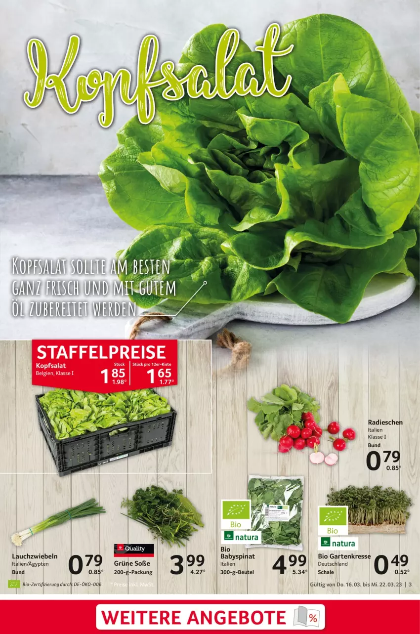 Aktueller Prospekt Selgros - Food - von 16.03 bis 22.03.2023 - strona 3 - produkty: angebot, angebote, bio, Garten, Gartenkresse, kopfsalat, Lauchzwiebel, lauchzwiebeln, LG, radieschen, salat, Schal, Schale, Soße, Ti, zwiebel, zwiebeln