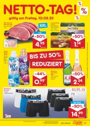 Gazetka promocyjna Netto Marken-Discount - Filial-Angebote - Gazetka - ważna od 11.03 do 11.03.2023 - strona 41 - produkty: angebot, Bau, bestpreis, bohne, bohnen, bohnenkaffee, eis, fleisch, jacobs, kaffee, löslicher bohnenkaffee, minutensteaks, mm extra, reis, retroshorts, schwein, schweine, sekt, shorts, steak, steaks, Ti, vernel, weichspüler, wein, weine, wurst, wurst in selbstbedienung, ZTE