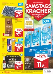 Gazetka promocyjna Netto Marken-Discount - Filial-Angebote - Gazetka - ważna od 11.03 do 11.03.2023 - strona 44 - produkty: angebot, angebote, beere, beeren, bestpreis, bohne, bohnen, Brei, caffè crema, discount, drink, eis, energy drink, espresso, heidelbeere, heidelbeeren, Holz, käfer, kaffee, kaffeebohnen, kracher, krombache, krombacher, krombacher pils, marken-discount, milch, ndk, oder espresso, pils, red bull, reis, Schal, Schale, Ti, ZTE