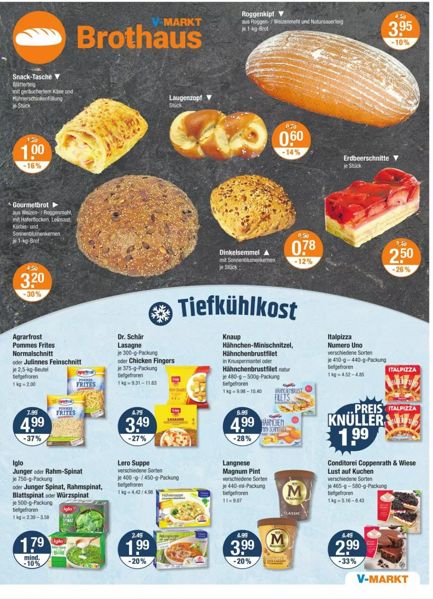 Aktueller Prospekt Vmarkt - Prospekte - von 28.08 bis 03.09.2025 - strona 5 - produkty: agrarfrost, auer, beutel, blattspinat, brustfilet, coppenrath, filet, hähnchenbrust, hähnchenbrustfilet, iglo, Käse, kuchen, langnese, lasagne, LG, Lust auf Kuchen, magnum, Mantel, mehl, natur, pizza, pommes, Pommes Frites, rahm-spinat, schnitzel, snack, spinat, suppe, Tasche, Ti, tiefkühlkost, weizenmehl