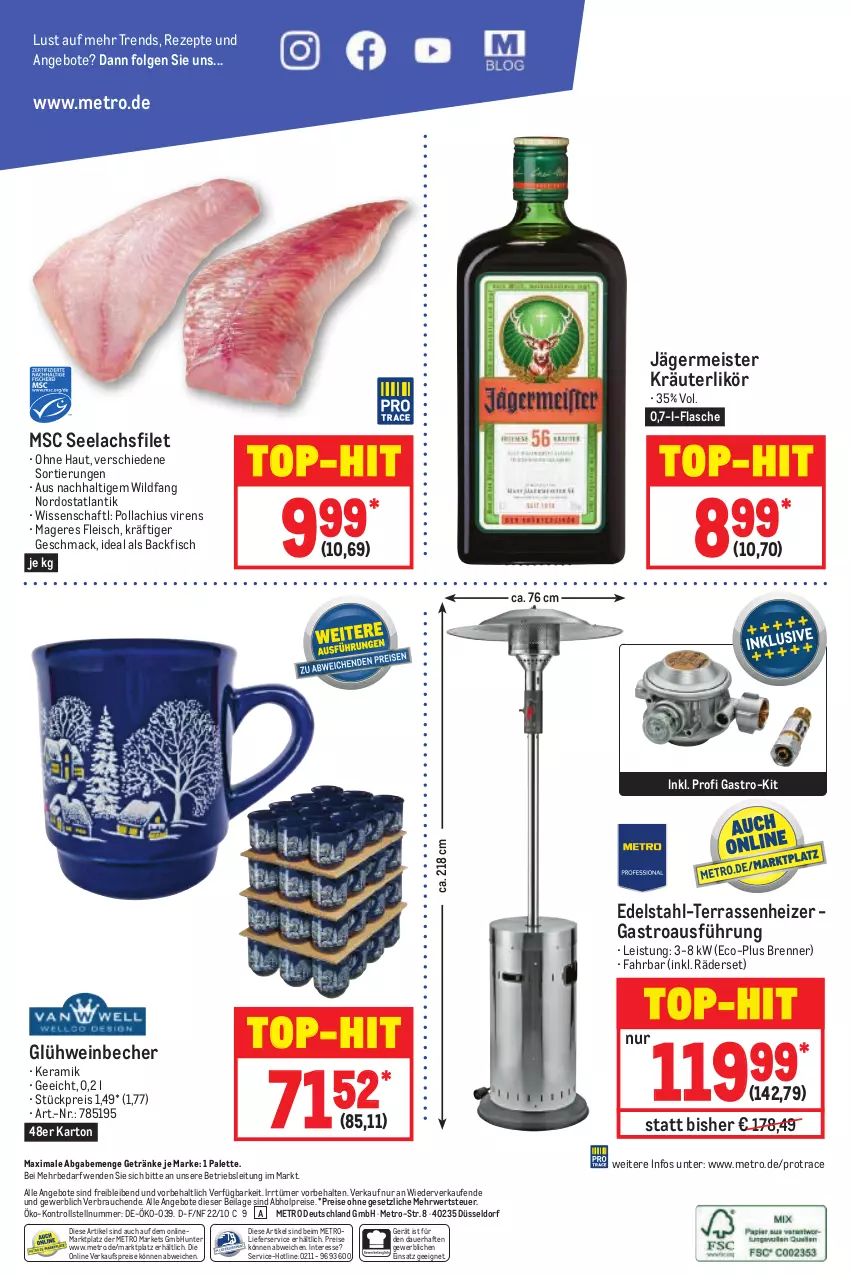 Aktueller Prospekt Metro - GastroJournal - von 20.10 bis 02.11.2022 - strona 36 - produkty: abholpreise, angebot, angebote, auer, backfisch, Becher, edelstahl, eis, filet, fisch, flasche, fleisch, Germ, getränk, getränke, Glühwein, ilag, jägermeister, kräuter, kräuterlikör, lachs, lachsfilet, LG, lieferservice, likör, mac, Meister, Metro, Palette, Rauch, reis, rezept, rezepte, rwe, seelachsfilet, Ti, top-hit, wein, Wild