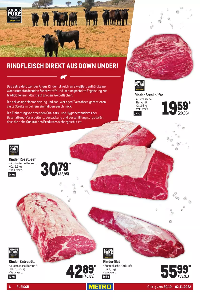 Aktueller Prospekt Metro - GastroJournal - von 20.10 bis 02.11.2022 - strona 6 - produkty: aust, beef, eis, entrecôte, filet, fleisch, rind, rinder, rinderfilet, roastbeef, steak, steakhüfte, Ti