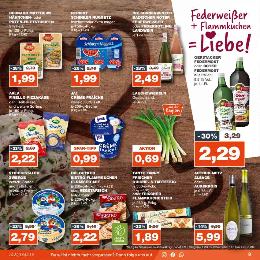 Aktueller Prospekt Real - von 18.09 bis 23.09.2023 - strona 9 - produkty: arla, Bad, Becher, crème fraîche, Dr. Oetker, eis, elsässer art, ente, filet, filets, finello, flammkuchen, Flammkuchenteig, Käse, kuchen, lamm, Lauchzwiebel, lauchzwiebeln, LG, pizza, pute, Quiche, Reibekäse, reifen, reinert, reis, rwe, sac, schinken, tante fanny, Ti, Vegeta, wein, ZTE, zwiebel, zwiebeln