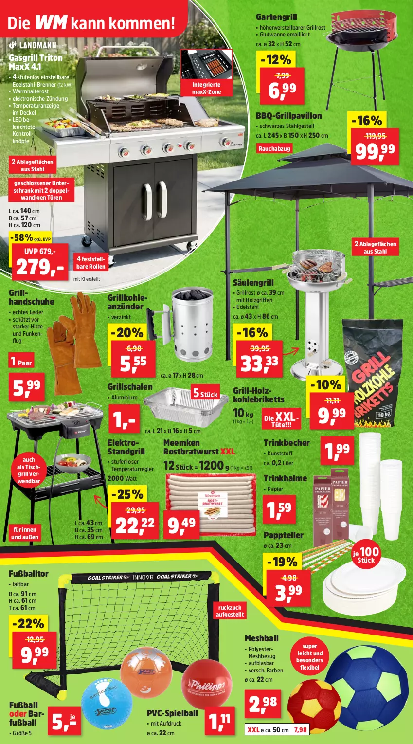 Aktueller Prospekt Thomas Philipps - von 08.06 bis 13.06.2026 - strona 12 - produkty: anzünder, ball, Becher, bratwurst, briketts, decke, Deckel, edelstahl, Elektro, elle, Fußball, Garten, gasgrill, grill, grill-holzkohle, Grillhandschuhe, Grillkohle, Grillpavillon, grillrost, Grillschalen, handschuhe, Holz, holzkohle, Leuchte, LG, papier, pavillon, Rauch, rostbratwurst, rwe, Säulengrill, Schal, Schale, Schrank, schuhe, standgrill, teller, Ti, tisch, tischgrill, trinkbecher, Trinkhalme, Tüte, unterschrank, Wanne, wurst