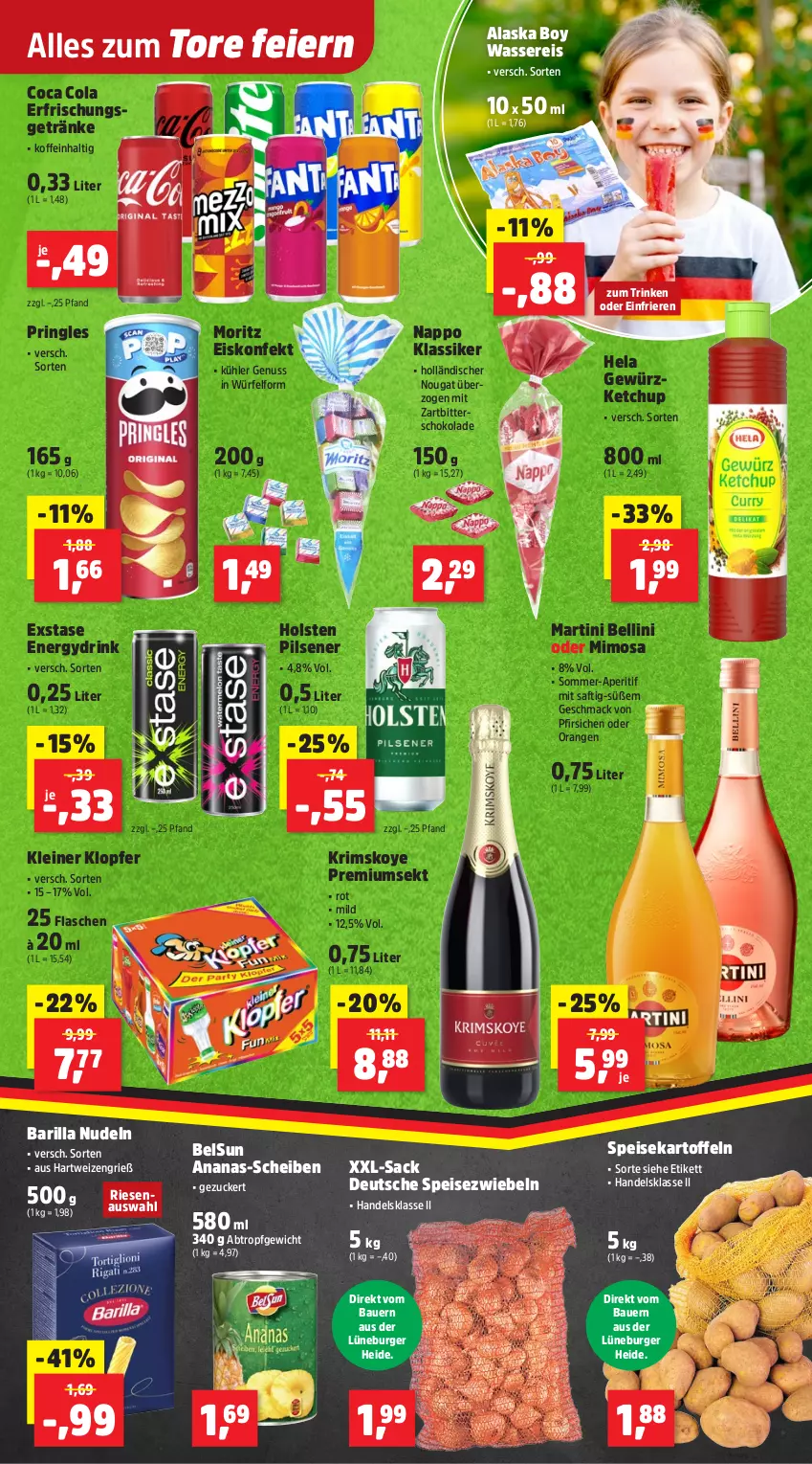 Aktueller Prospekt Thomas Philipps - von 08.06 bis 13.06.2026 - strona 19 - produkty: ananas, aperitif, auer, barilla, Bau, Bauer, burger, cola, drink, eier, eis, eiskonfekt, erfrischungsgetränk, erfrischungsgetränke, flasche, getränk, getränke, gewürz, gewürzketchup, hartweizen, Hela, holsten, holsten pilsener, kartoffel, kartoffeln, ketchup, kleiner klopfer, leine, mac, martini, nudel, nudeln, nuss, orange, orangen, pfirsich, pfirsiche, pils, pilsener, pringles, reis, ring, sac, saft, schoko, schokolade, sekt, speisekartoffeln, Speisezwiebeln, Ti, wasser, wassereis, würfel, Zartbitterschokolade, zucker, zwiebel, zwiebeln
