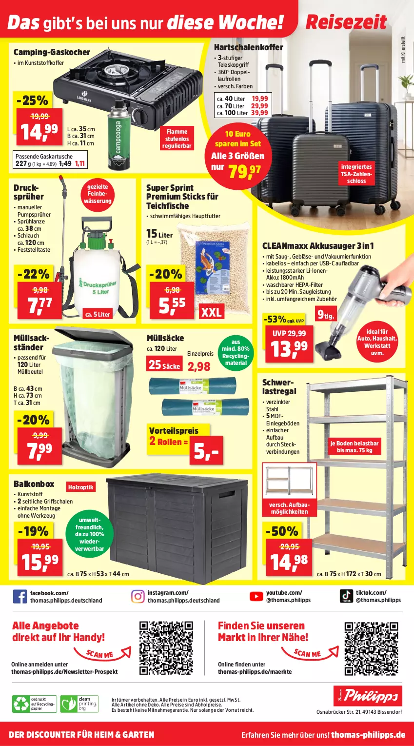Aktueller Prospekt Thomas Philipps - von 08.06 bis 13.06.2026 - strona 20 - produkty: abholpreise, akku, alle preise sind abholpreise, angebot, angebote, auto, Bau, beutel, cleanmaxx, Clin, discount, eis, elle, fisch, fische, Garten, Handy, Hartschalenkoffer, Holz, Kocher, koffer, lamm, LG, müllbeutel, papier, recyclingmaterial, regal, reis, Ria, rwe, sac, Schal, Schale, schlauch, schwerlastregal, Teleskop, Ti, usb, vorteilspreis, werkzeug, Yo