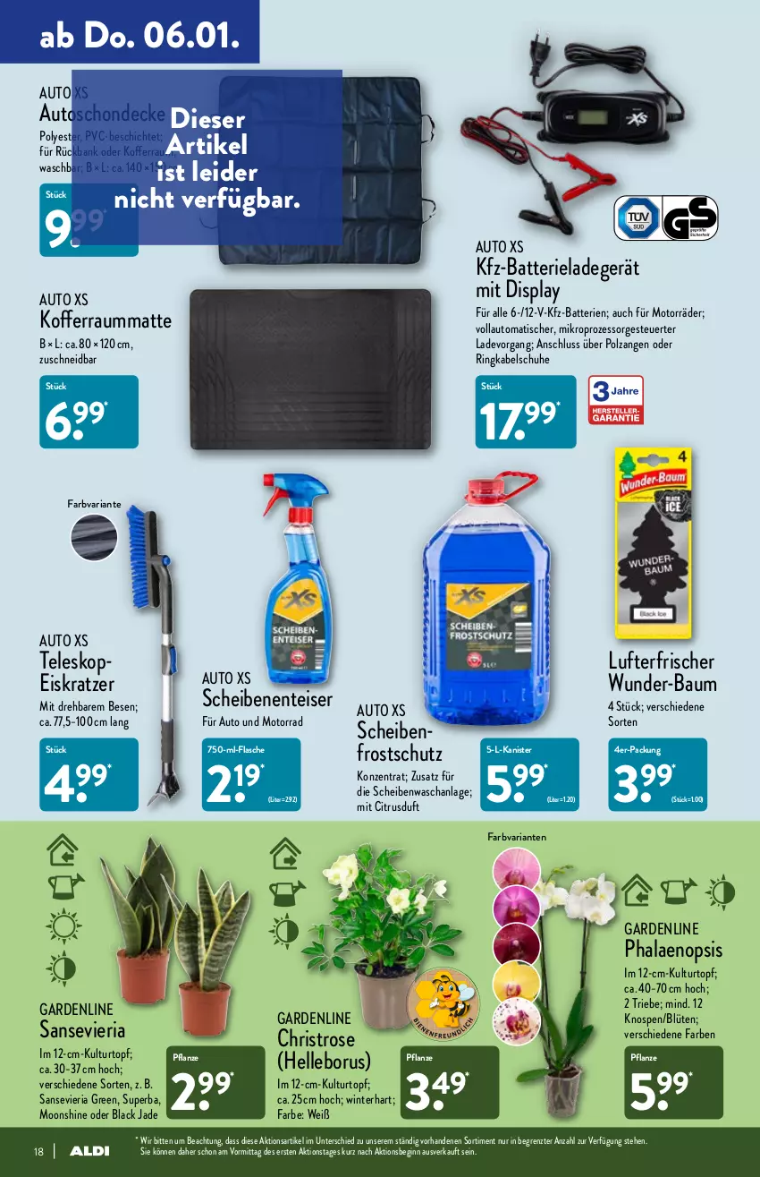 Aktueller Prospekt Aldi Nord - Aldi-Vorschau - von 03.01 bis 08.01.2022 - strona 18 - produkty: auto, Bank, batterie, batterien, Bau, Blüte, Brei, citrus, decke, eis, Eiskratzer, elle, ente, flasche, gin, koffer, kulturtopf, lack, ladegerät, lufterfrischer, pflanze, phalaenopsis, Ria, ring, schuhe, Teleskop, Ti, tisch, topf, Zangen, ZTE