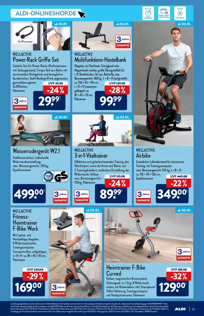 Aktueller Prospekt Aldi Nord - Aldi-Vorschau - von 03.01 bis 08.01.2022 - strona 23 - produkty: aldi, angebot, angebote, aust, Bank, butter, computer, elle, erde, Handy, kraft, Laptop, LG, Liege, pute, Ria, rückenlehne, rwe, smartphone, Sport, tablet, Ti, tisch, vita, wasser, Wella