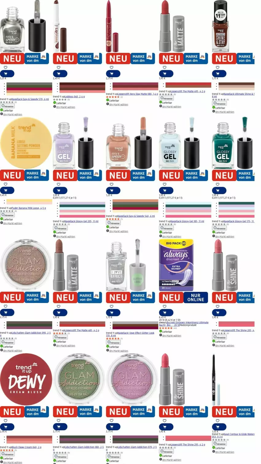 Aktueller Prospekt Dm Drogerie - Prospekte - von 21.07 bis 30.07.2025 - strona 12 - produkty: Alwa, Always, Discreet, Effect, eis, lack, Lippenstift, Loose, Nagellack, rama, ring, rwe, soja, spee, Ti