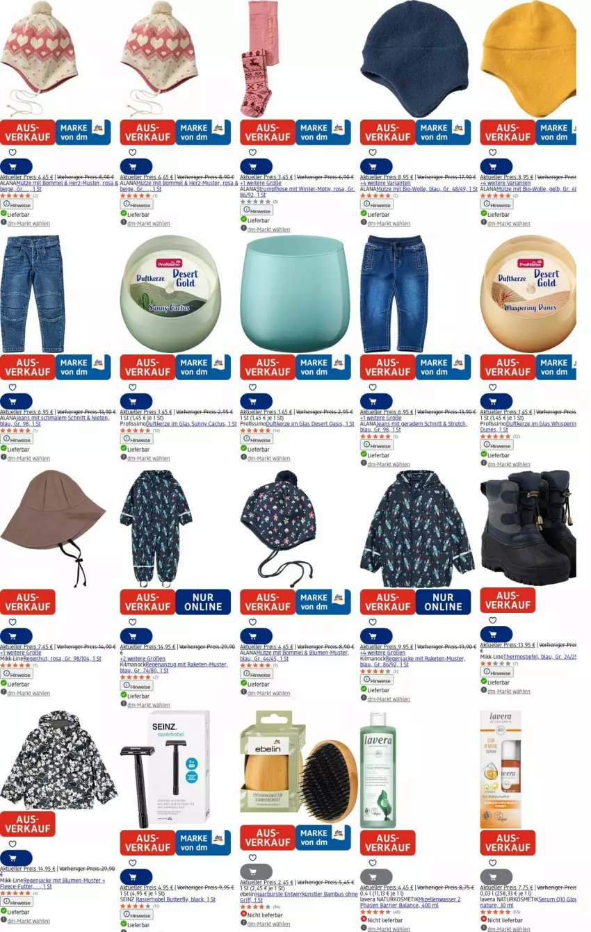 Aktueller Prospekt Dm Drogerie - Prospekte - von 21.07 bis 30.07.2025 - strona 19 - produkty: Anzug, bambus, Bau, bio, blume, blumen, bürste, butter, Duftkerze, eis, elle, hose, Jacke, jeans, kerze, kosmetik, lack, lavera, mizellen, Mütze, natur, naturkosmetik, Profissimo, Raketen, reis, Ria, rum, Serum, sim, Ti, wasser, wolle, Yo