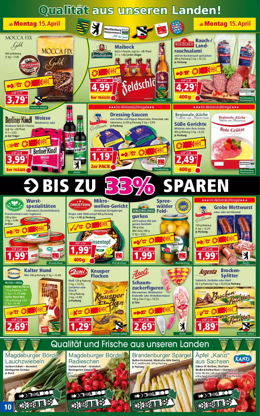 Aktueller Prospekt Norma - Norma - von 15.04 bis 22.04.2024 - strona 10 - produkty: auer, Bau, Bauer, beere, Berger, Brock, buch, burger, creme, dip, dressing, eis, elle, flasche, fleisch, Garten, grill, grütze, gurke, gurken, himbeer, himbeere, jagdwurst, Königsberger Klopse, kühlregal, Lauchzwiebel, lauchzwiebeln, leberwurst, linsen, mac, mayonnaise, Meister, Mett, mettwurst, mikrowelle, milch, milchreis, möhren, natur, obst, pril, radieschen, Rauch, regal, reis, remoulade, Rote Grütze, Rotwurst, sac, salami, salat, salatcreme, sauce, saucen, Schaumzucker, spargel, Spezi, spreewälder, Ti, tiefpreis, topf, Tüte, vollmilch, waldmeister, wurst, Yo, zucker, zwiebel, zwiebeln