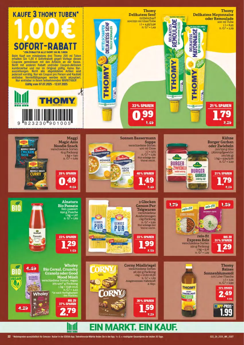 Aktueller Prospekt Marktkauf - Prospekt - von 06.07 bis 12.07.2025 - strona 22 - produkty: aktionspreis, corny, deka, delikatess senf, eis, flasche, müsli, natur, natura, nuss, reis, senf, Ti, ZTE